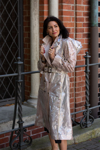 Transparent Trench coat. Gold dust.