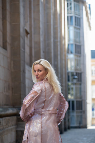 Transparent Trench coat. Dusty pink.