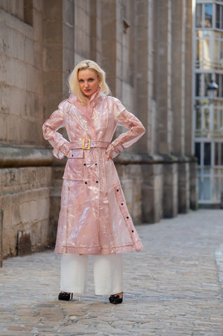 Transparent Trench coat. Dusty pink.