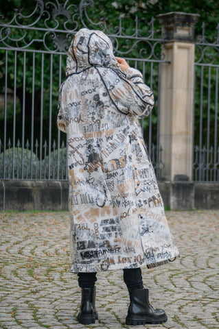 Trench coat. Coffee Graffiti.